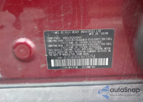 2009 Subaru Forester 2.5X Limited from USA, damaged, VIN JF2SH64649H715754